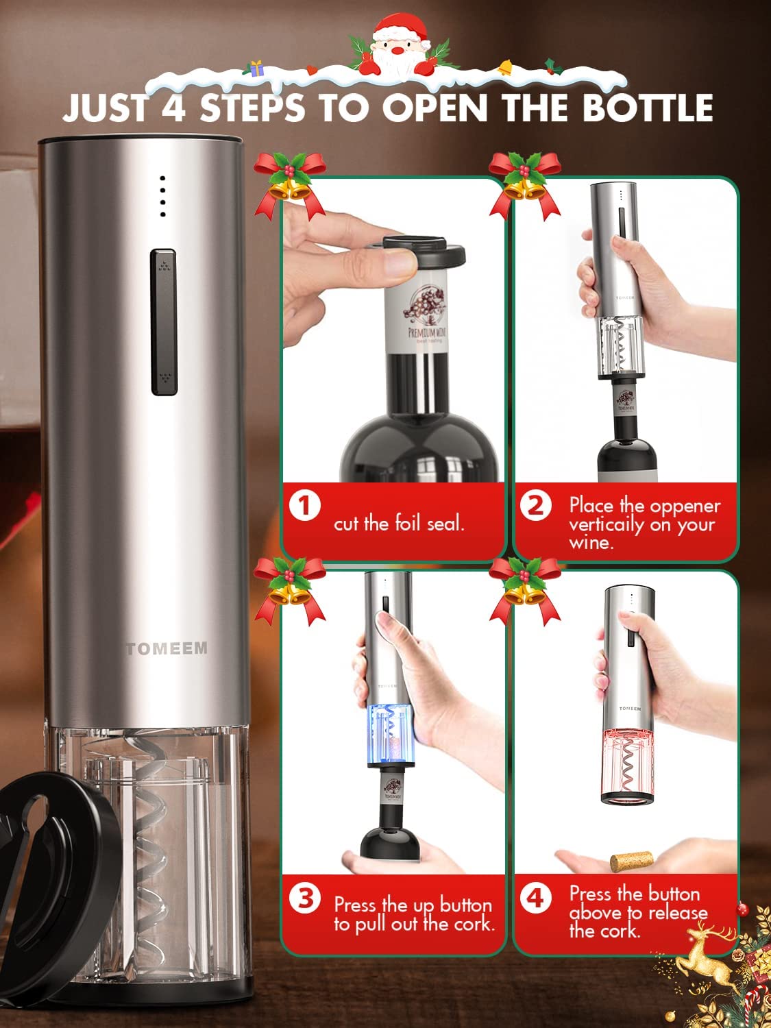 Buy Ca'Lefort Electric Wine Opener with Charging Base - 7 in 1 Automatic  Wine Opener Set Rechargeable Corkscrew Kit Contains Foil Cutter Vacuum  Stopper and Wine Pourer for a Gift Online at